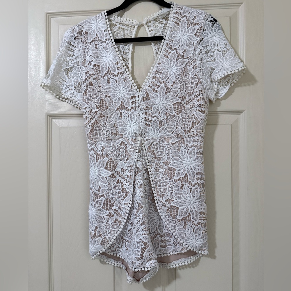 White Lace Romper - size M